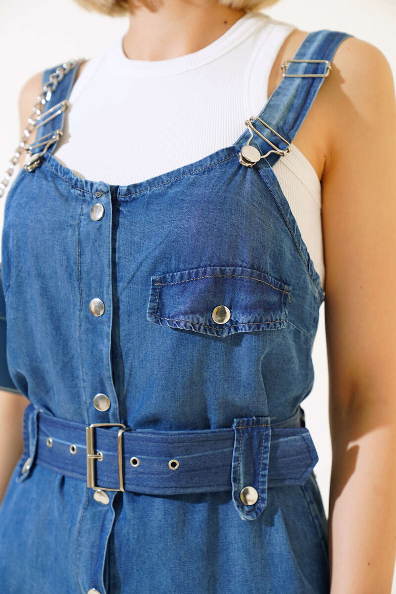 Strappy Cargo Jumpsuit - Dark Blue