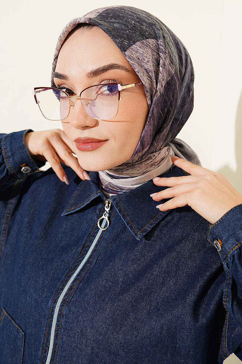 Ayda Mixed-Print Bamboo Crinkle Scarf - Vanilla