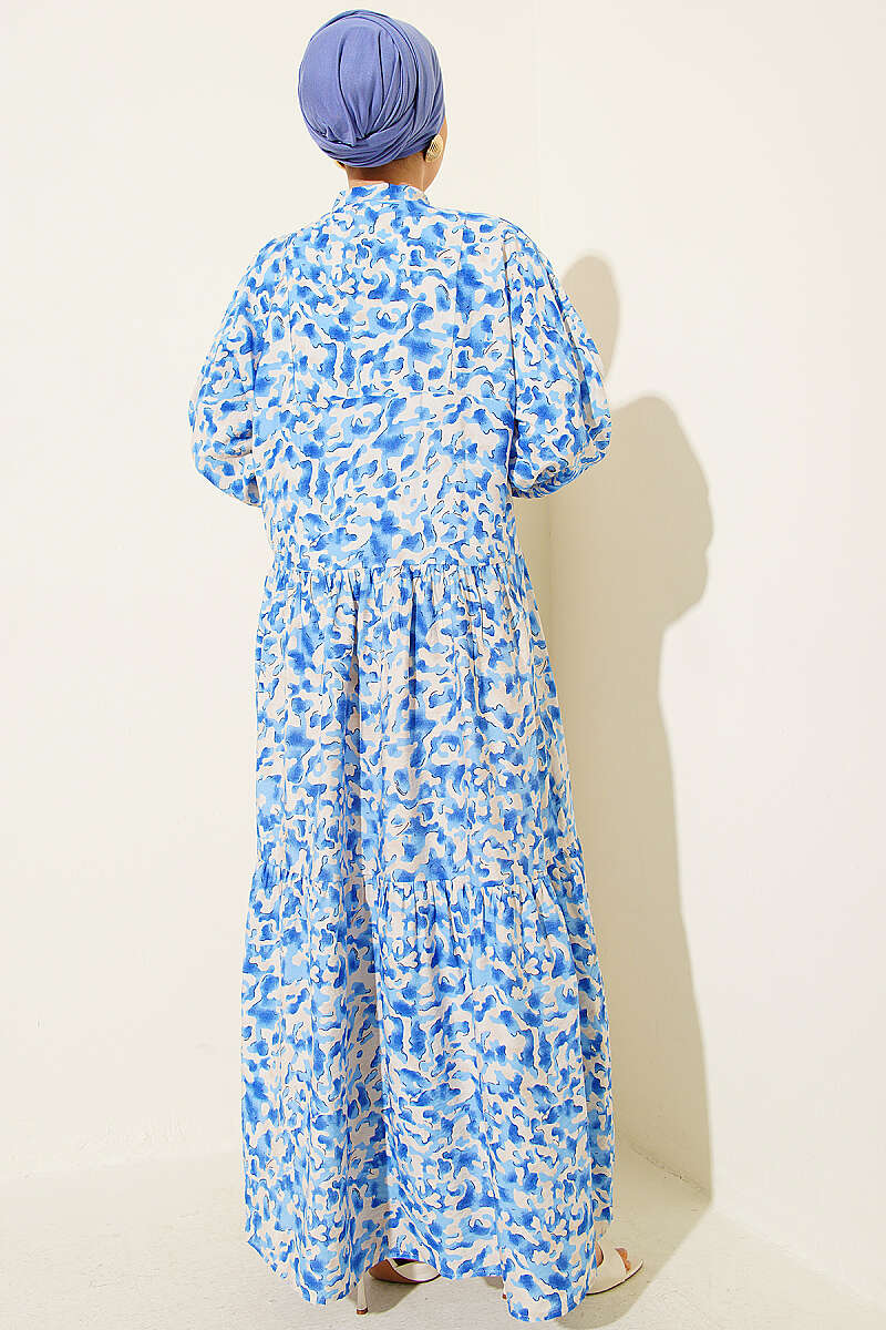 Mixed Print Dress with Stone Buttons - Multicolour 10