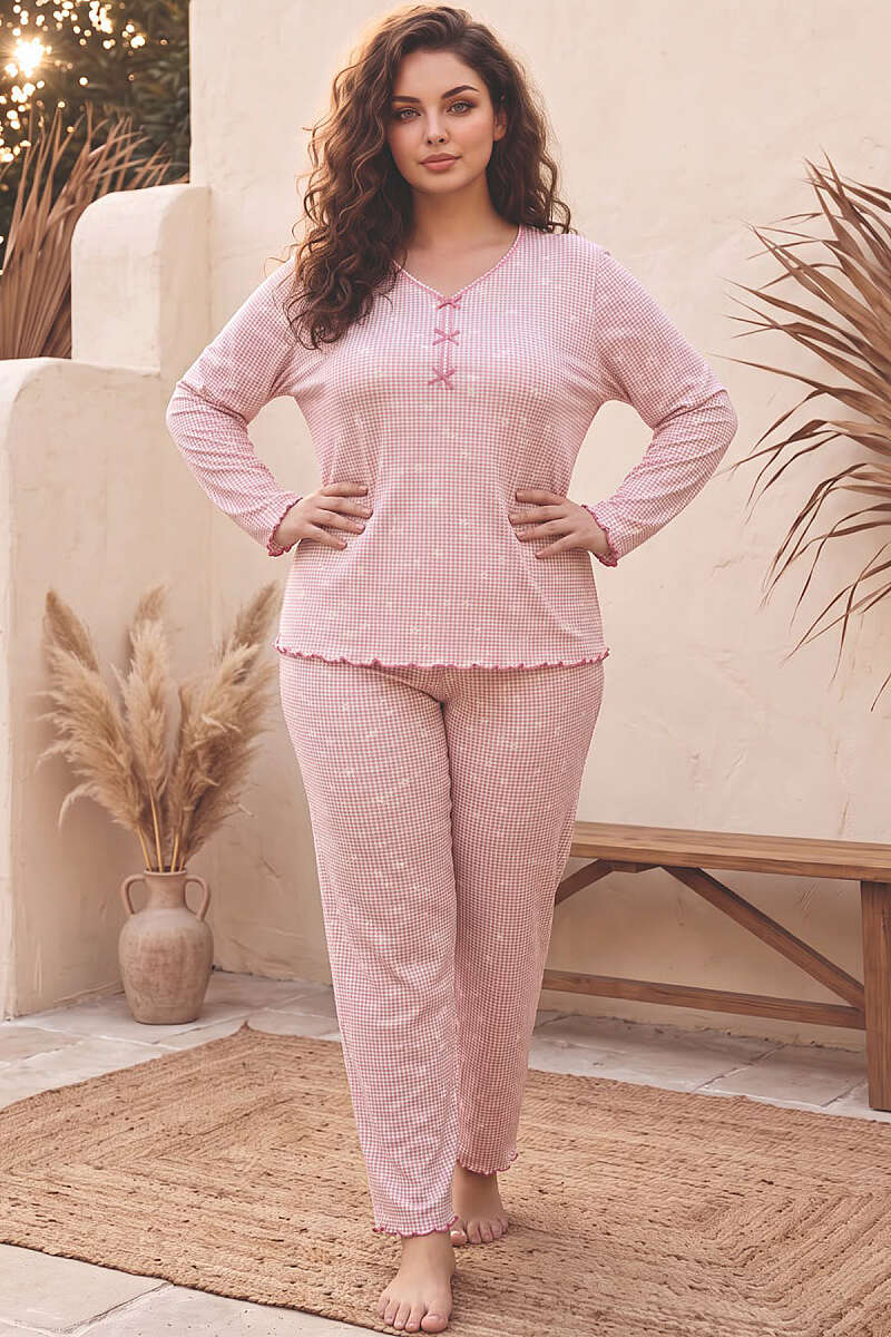 Mixed Print Plus-Size Pyjama Set - Multicolour 2