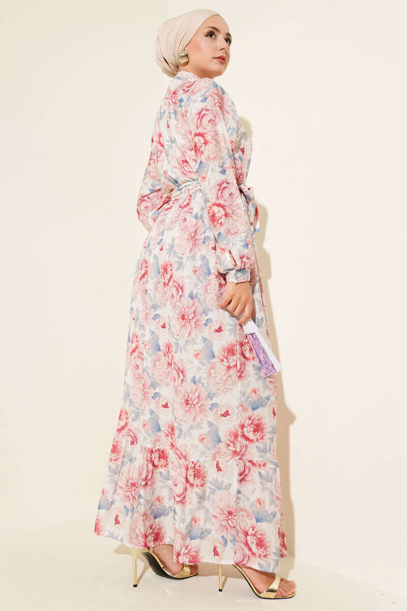 Abstract Floral Dress - Blue