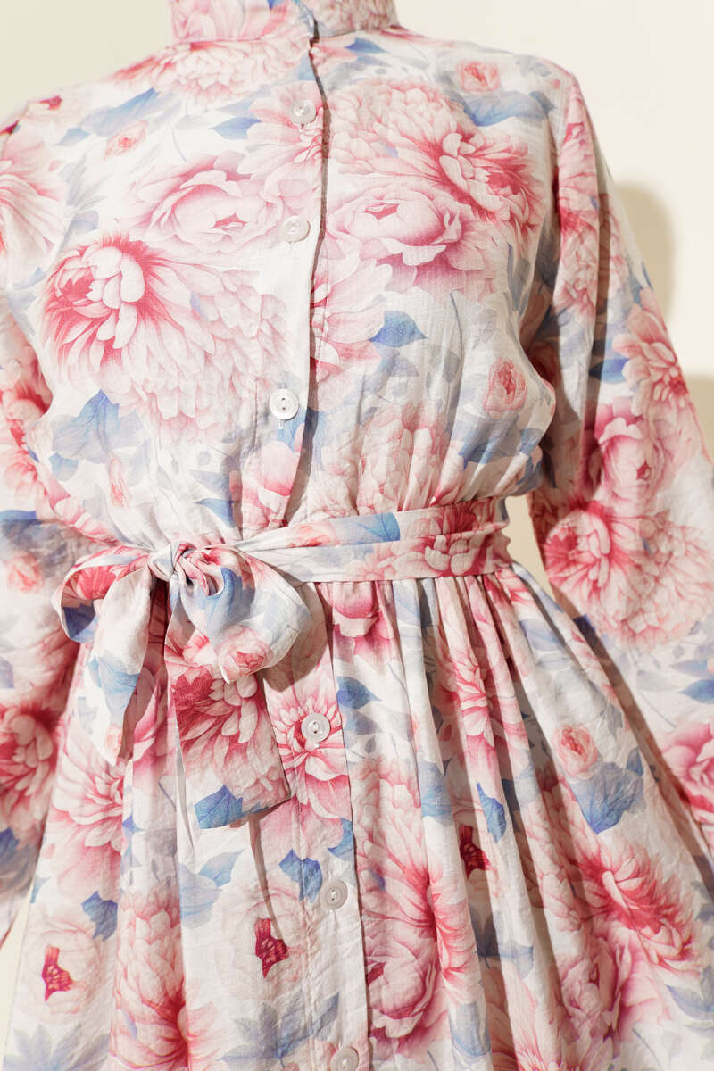 Abstract Floral Dress - Blue