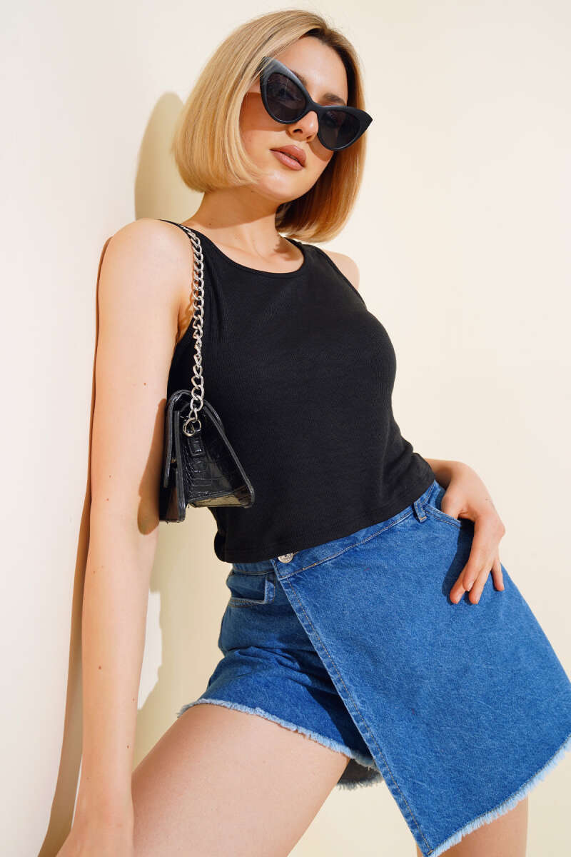 Ribbed Blouse - Black