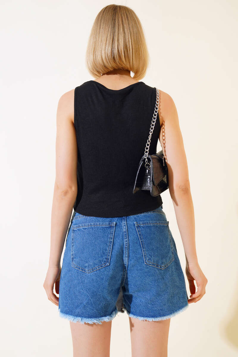 Ribbed Blouse - Black