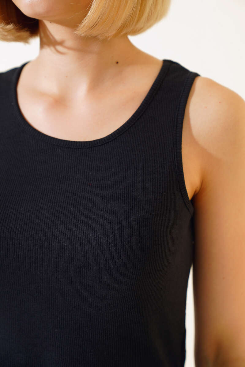 Ribbed Blouse - Black