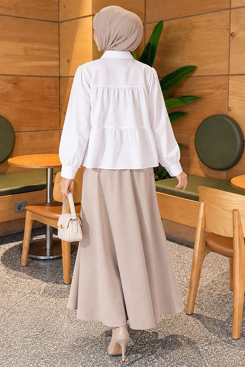 Tiered Gathered Shirt - White