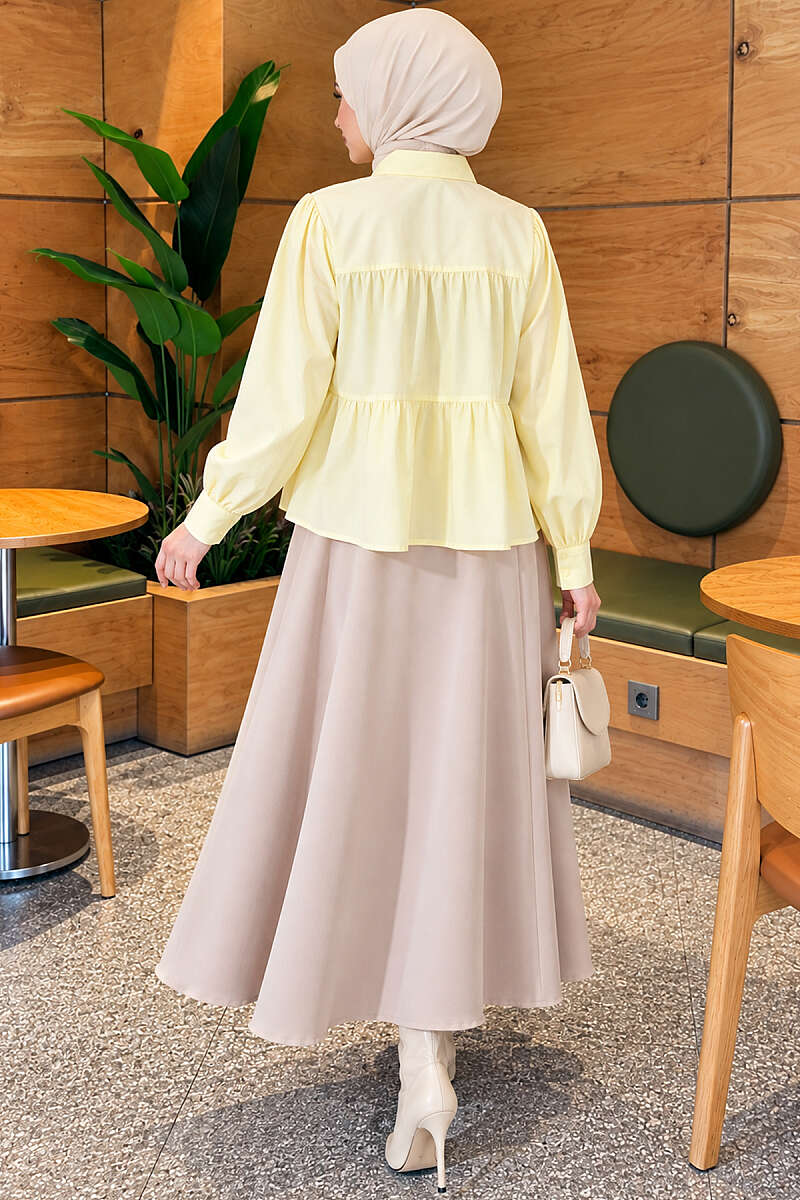 Tiered Gathered Shirt - Yellow