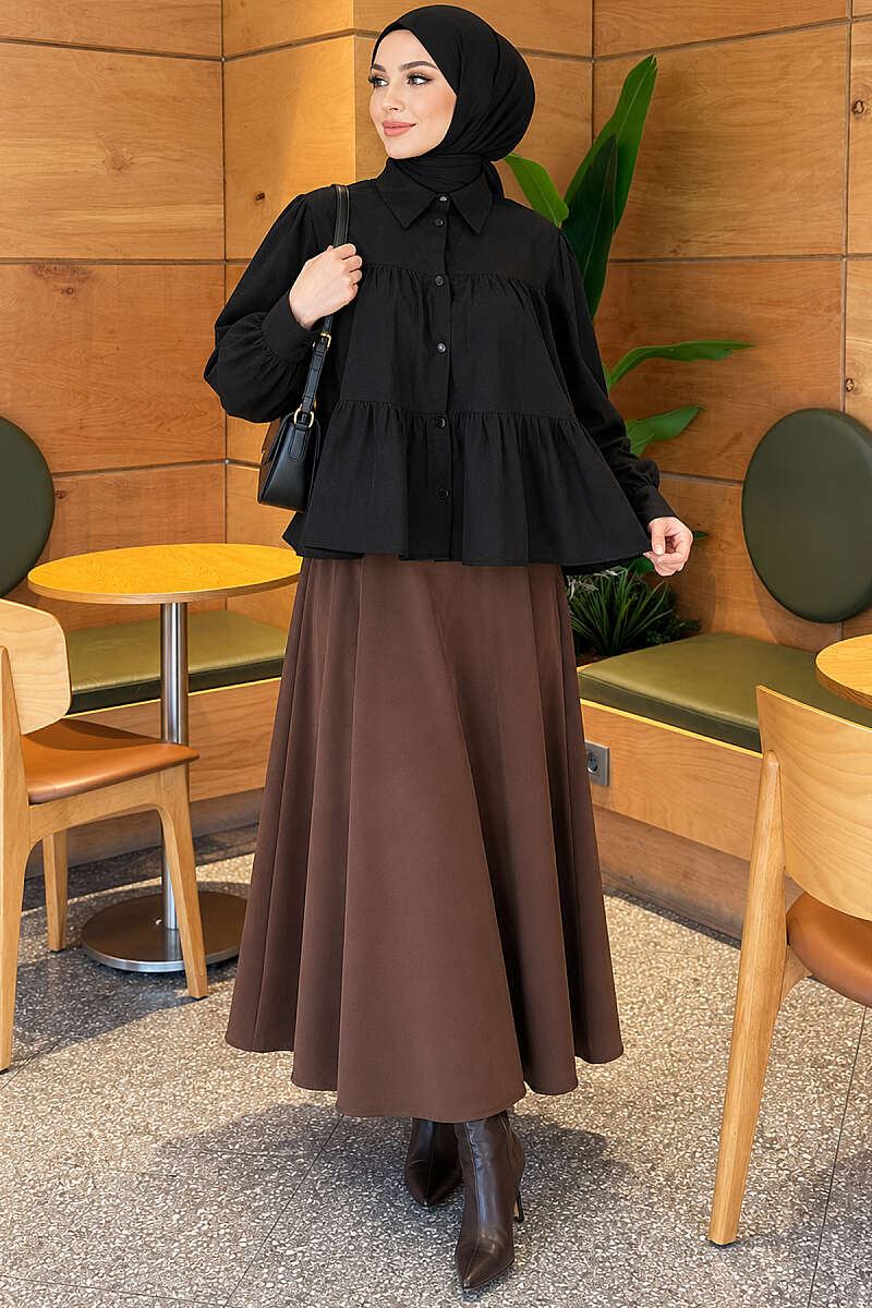 Tiered Gathered Shirt - Black