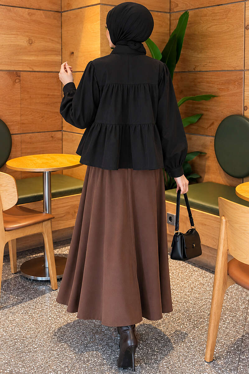 Tiered Gathered Shirt - Black