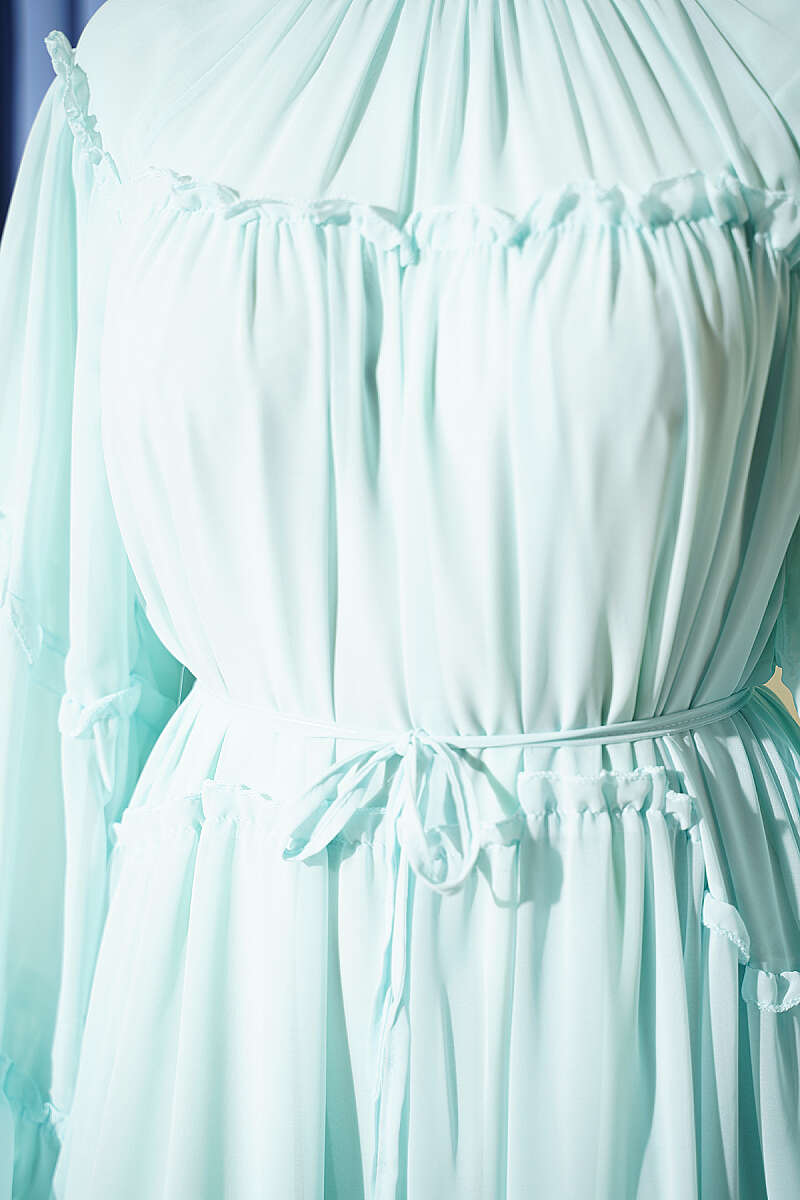 Tiered Ruffle Chiffon Dress - Mint
