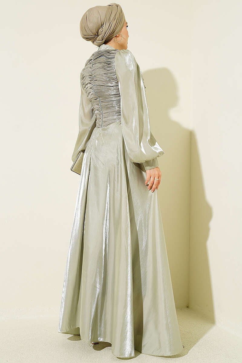 Tiered Corset-Look Evening Dress - Mint