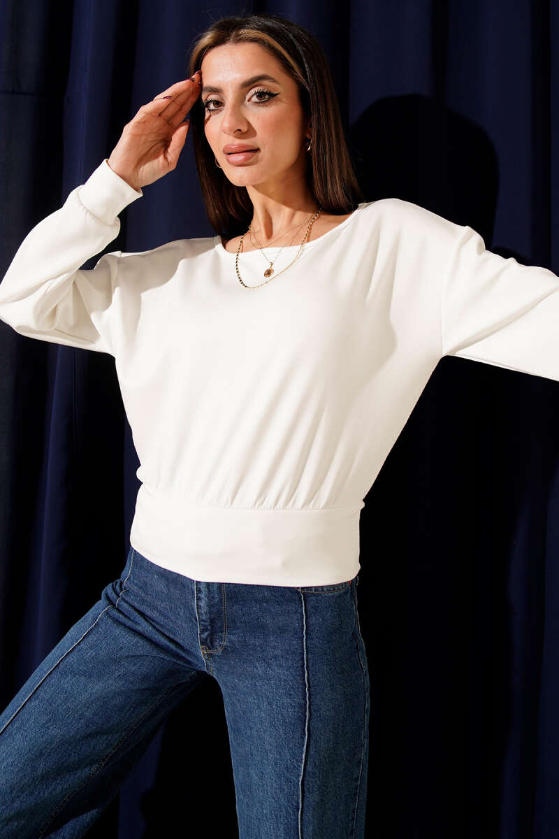 Boat-Neck Loycha Blouse - Ecru