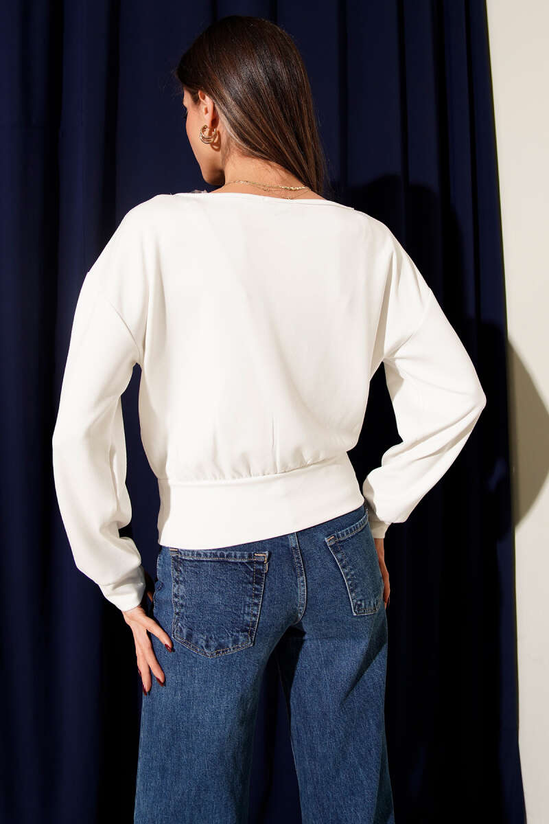 Boat-Neck Loycha Blouse - Ecru