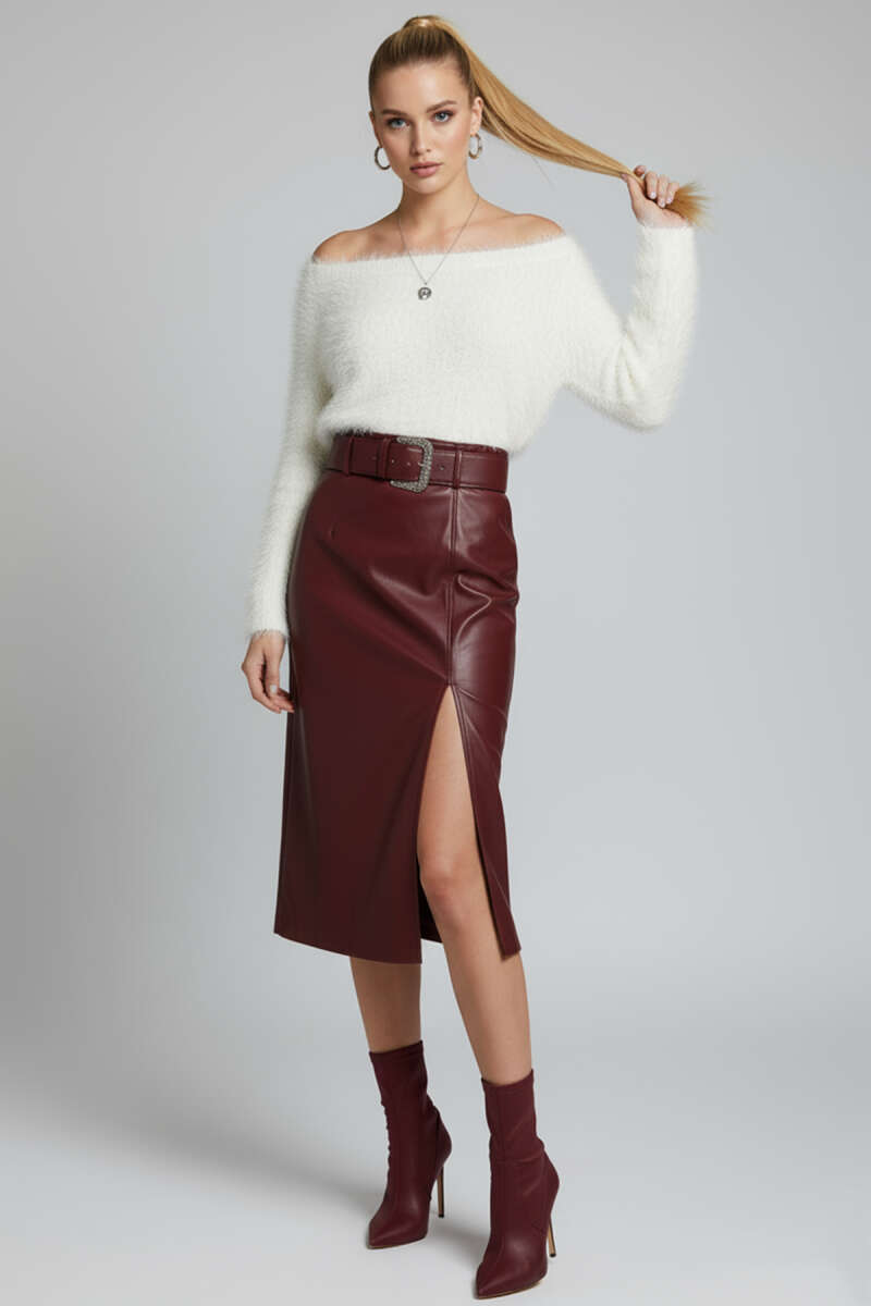 Boat-Neck Fuzzy Sweater - Ecru
