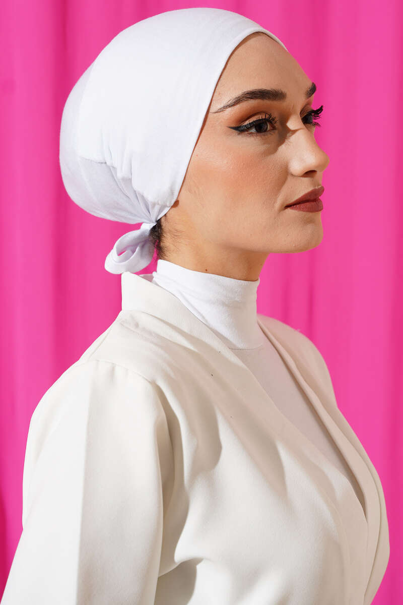 Non-Slip Silicone Tie-Back Underscarf - White