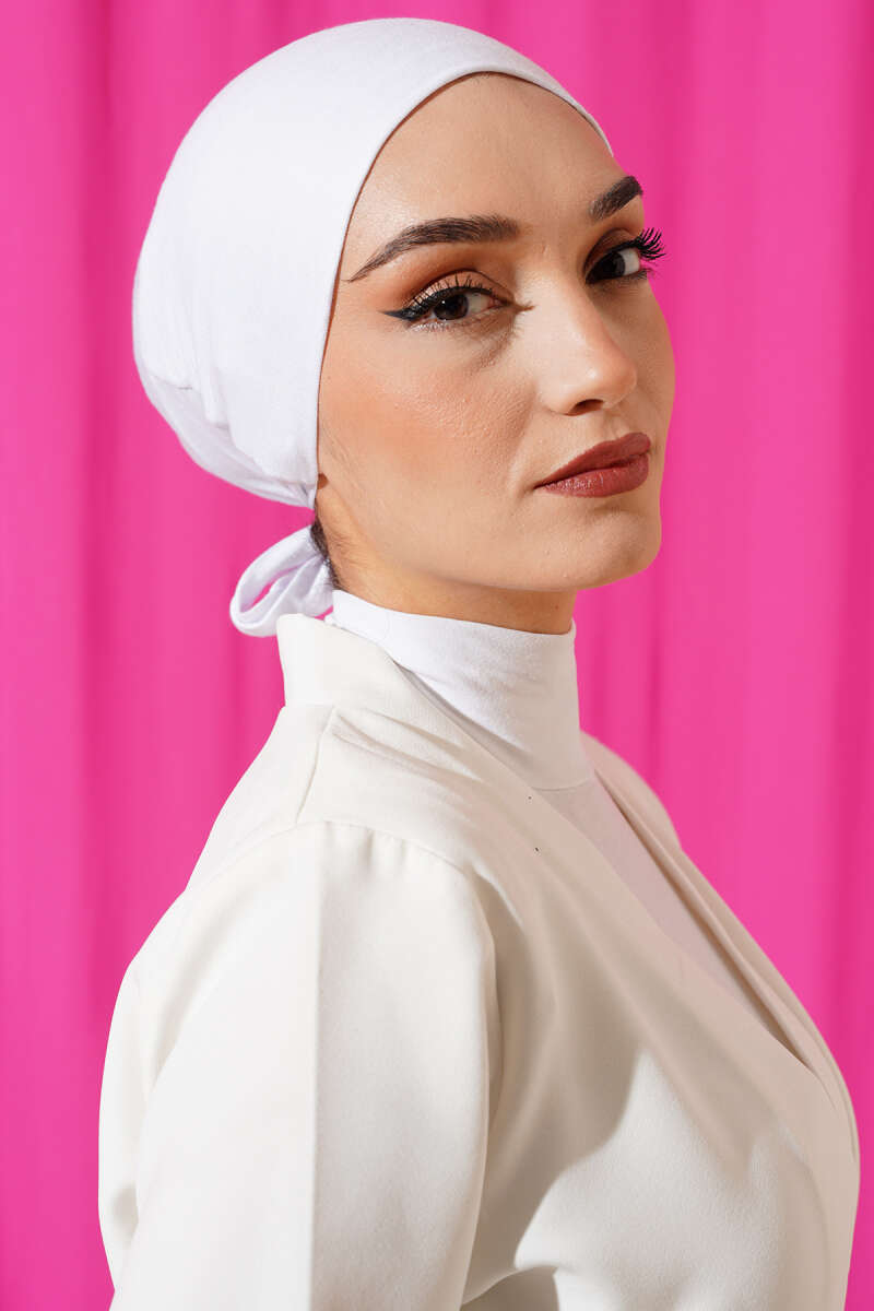 Non-Slip Silicone Tie-Back Underscarf - White