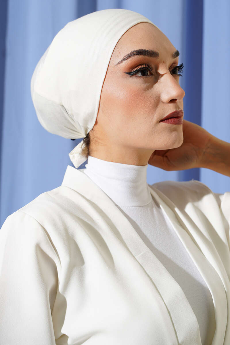 Non-Slip Silicone Tie-Back Underscarf - Ecru