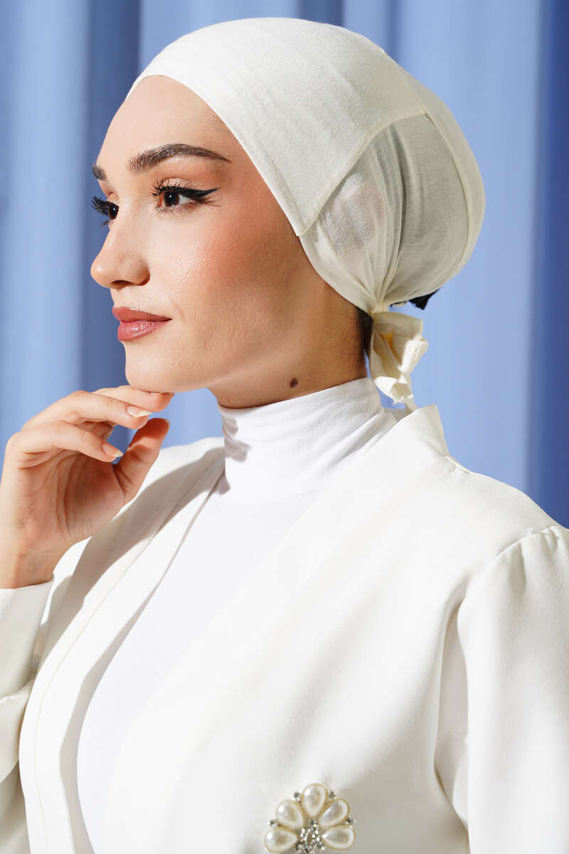 Non-Slip Silicone Tie-Back Underscarf - Ecru