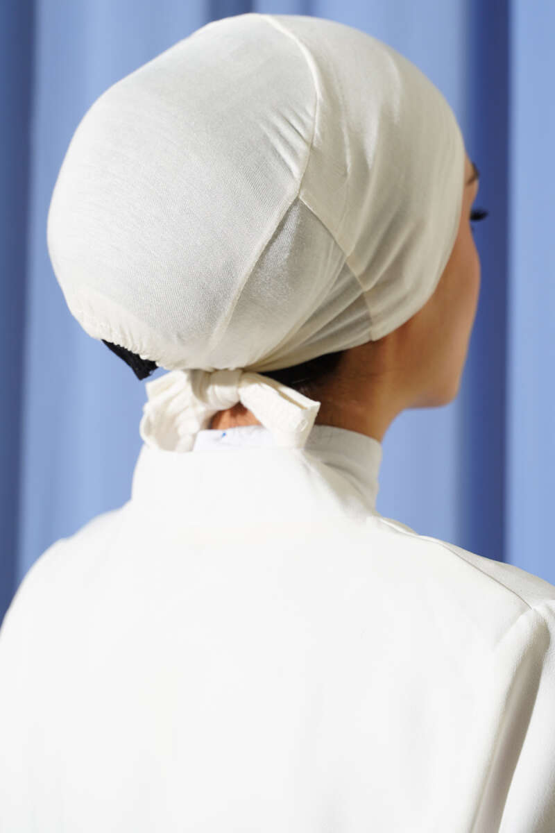Non-Slip Silicone Tie-Back Underscarf - Ecru
