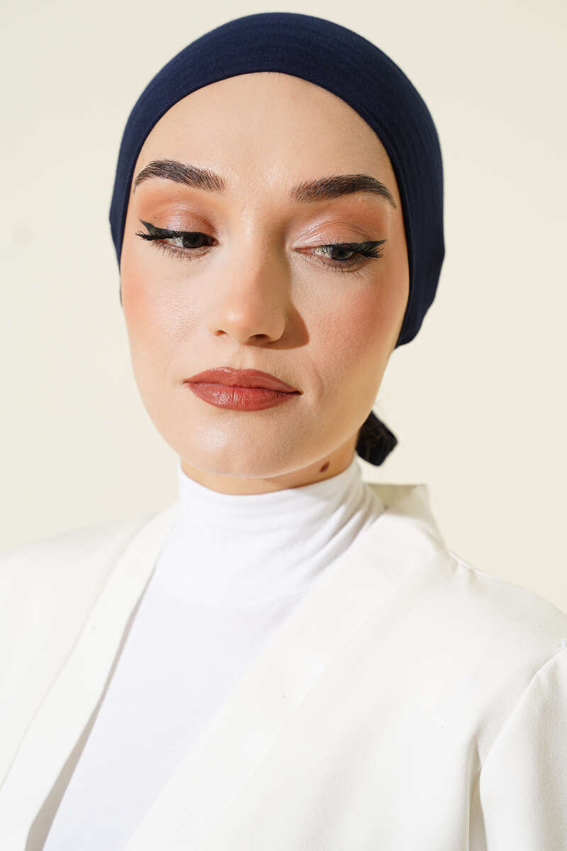 Non-Slip Silicone Tie-Back Underscarf - Navy