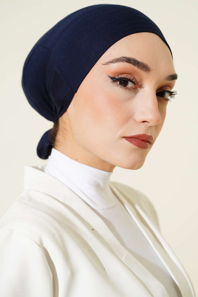 Non-Slip Silicone Tie-Back Underscarf - Navy