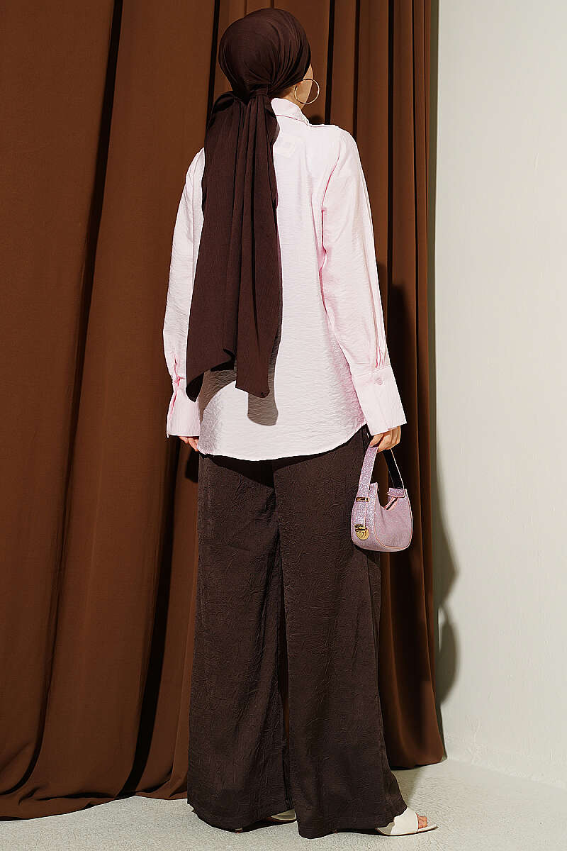 Shirt with Butterfly Lace Detail - Pink