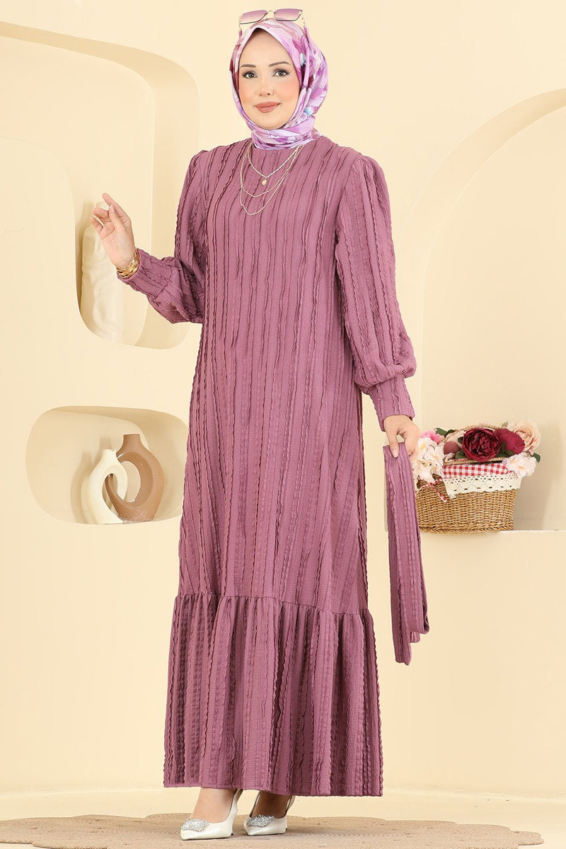 Belted Amazon Knit Dress - Dusty Rose