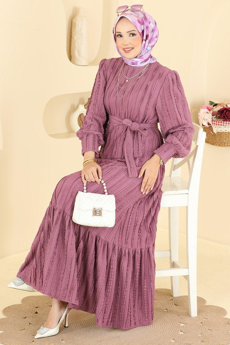 Belted Amazon Knit Dress - Dusty Rose
