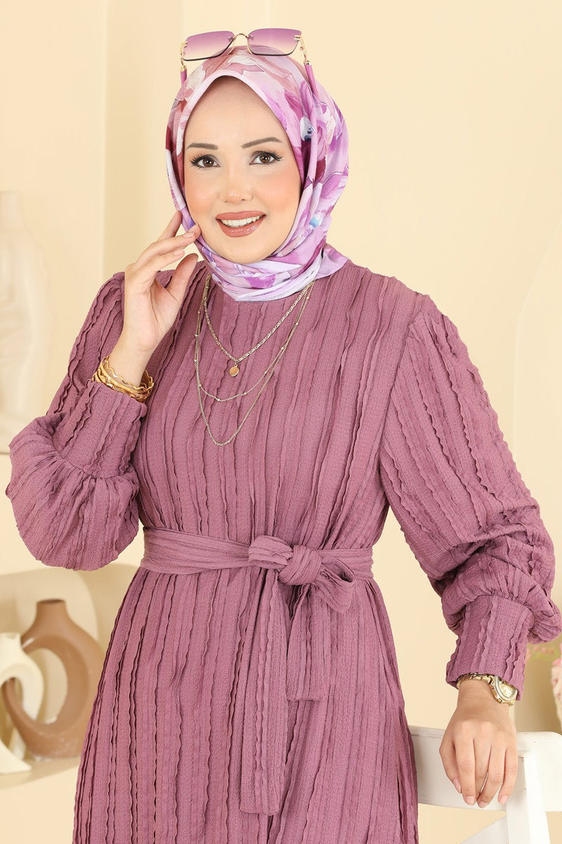 Belted Amazon Knit Dress - Dusty Rose