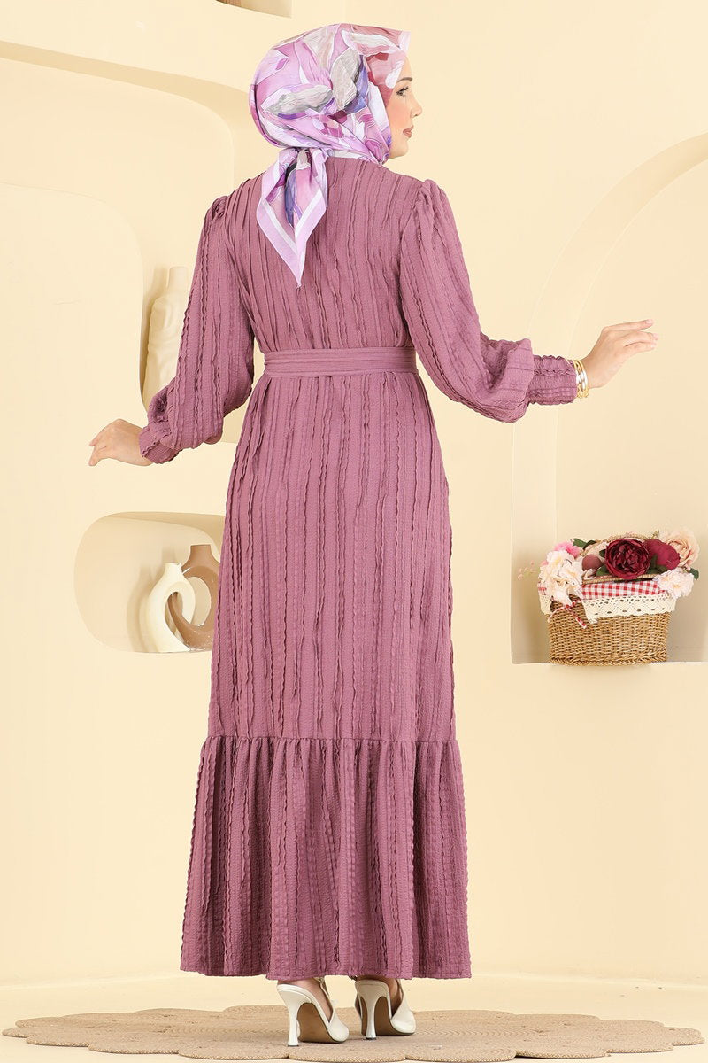 Belted Amazon Knit Dress - Dusty Rose