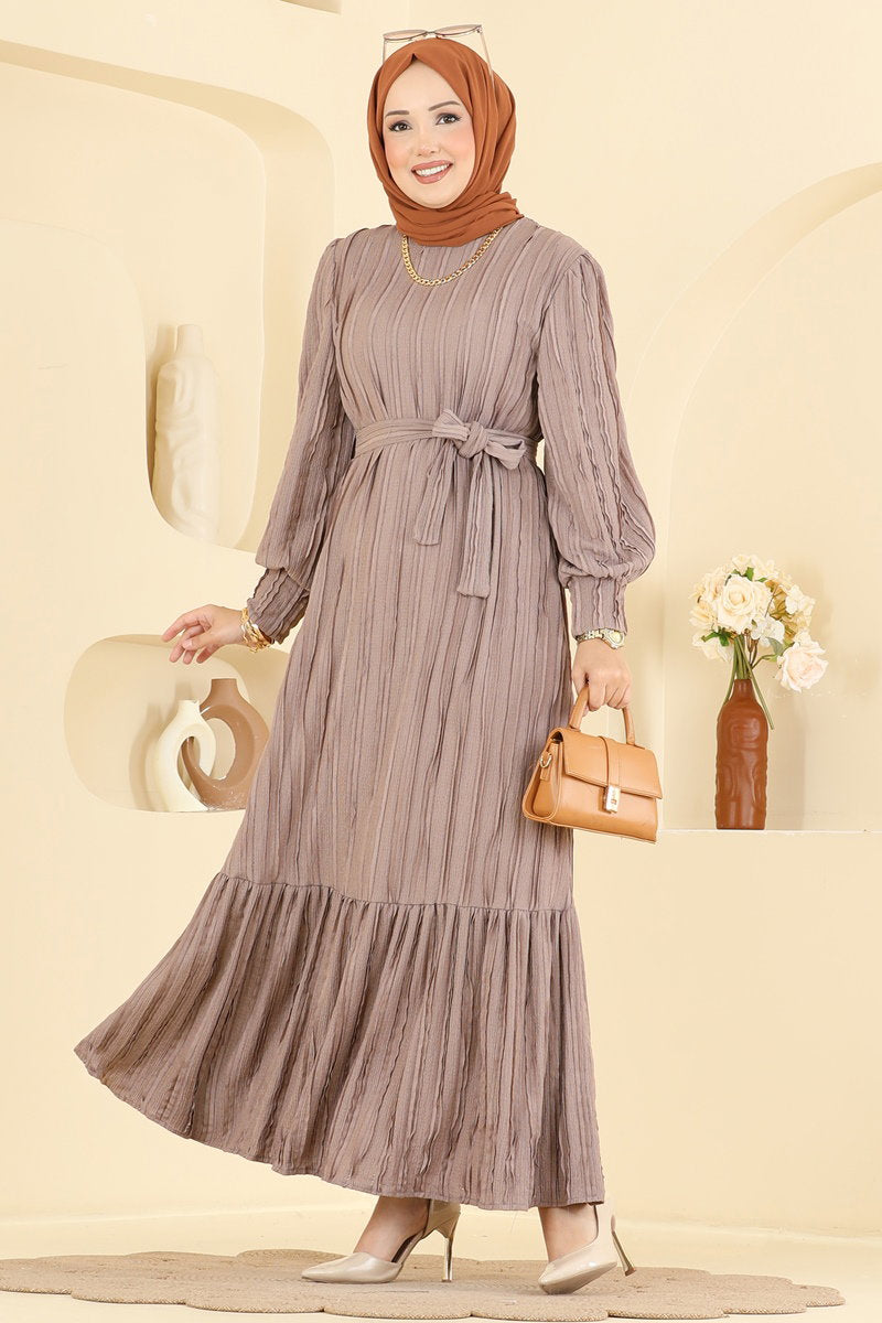 Belted Amazon Knit Dress - Mink