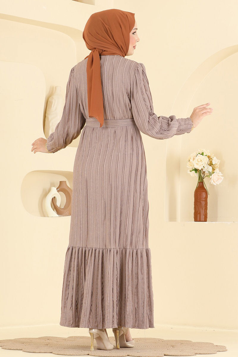 Belted Amazon Knit Dress - Mink