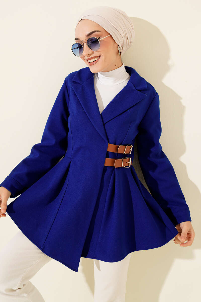 Felt Jacket with Belt Detail - Saxe Blue