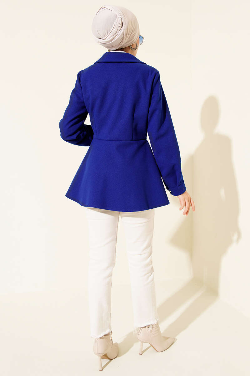 Felt Jacket with Belt Detail - Saxe Blue