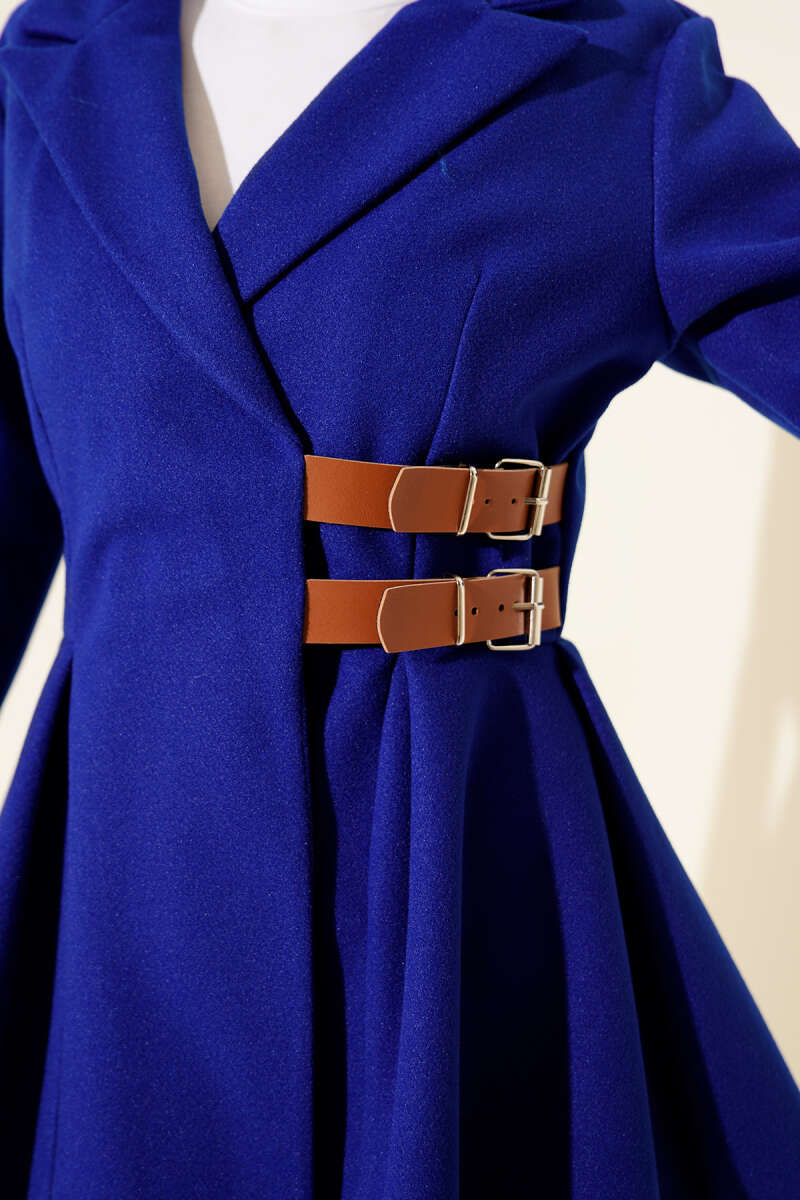 Felt Jacket with Belt Detail - Saxe Blue
