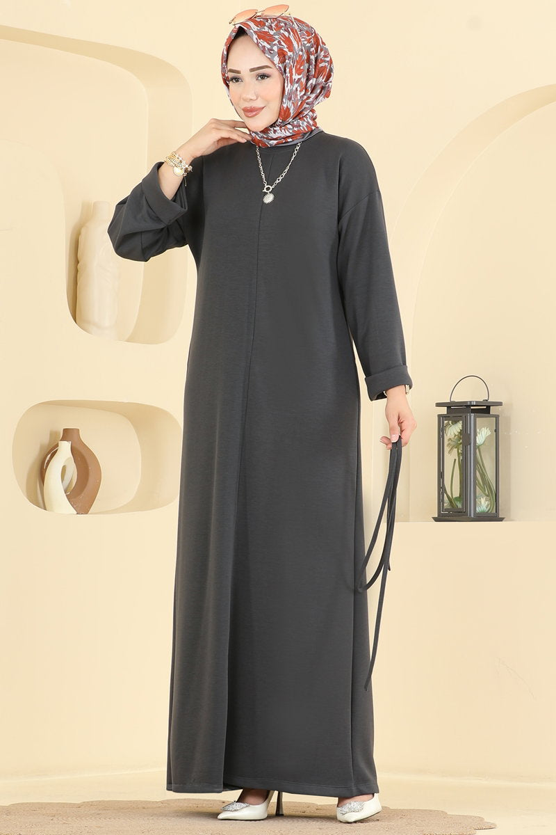 Belted Modal Dress - Charcoal