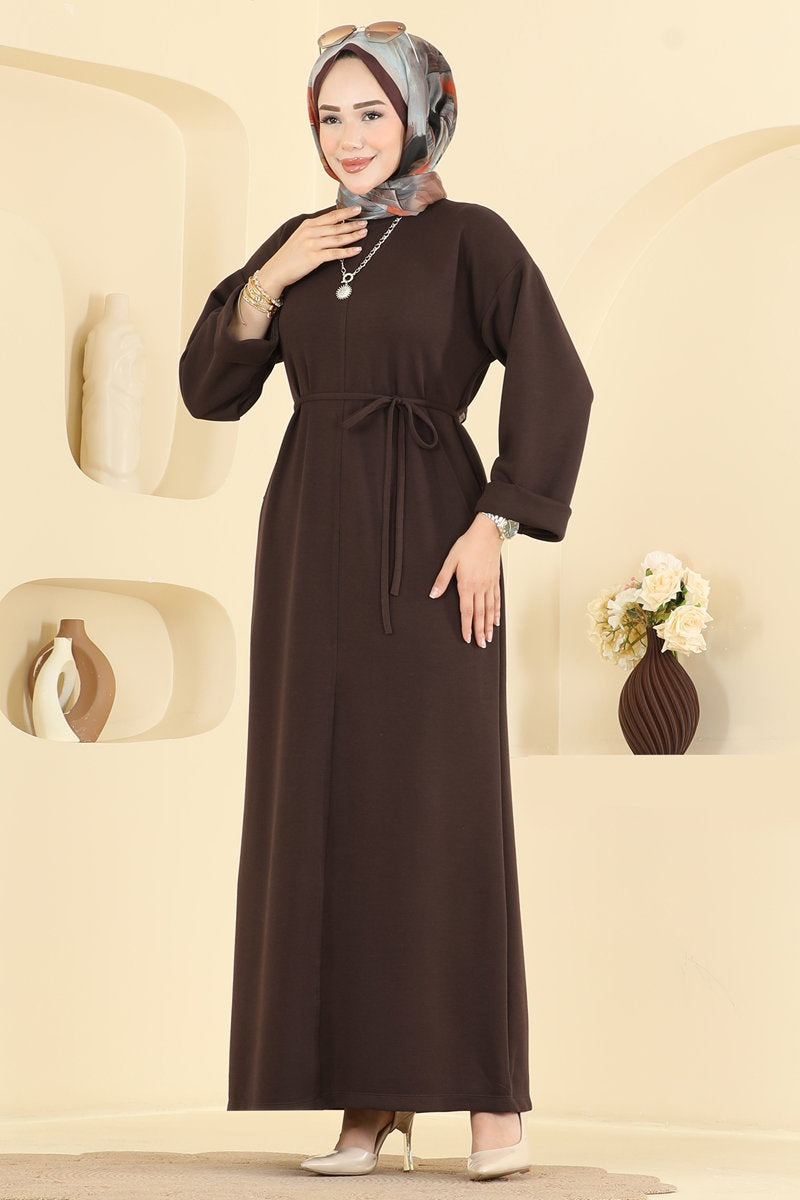 Belted Modal Dress - Brown