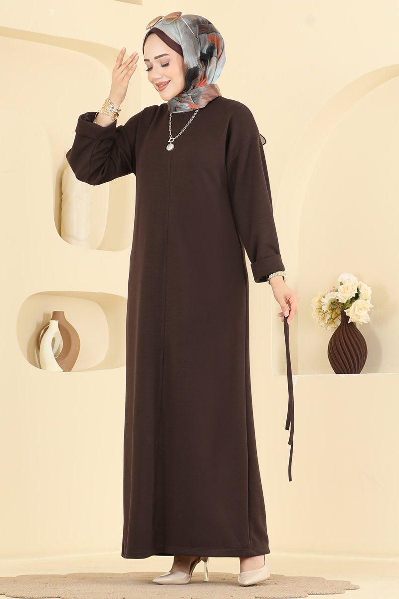 Belted Modal Dress - Brown