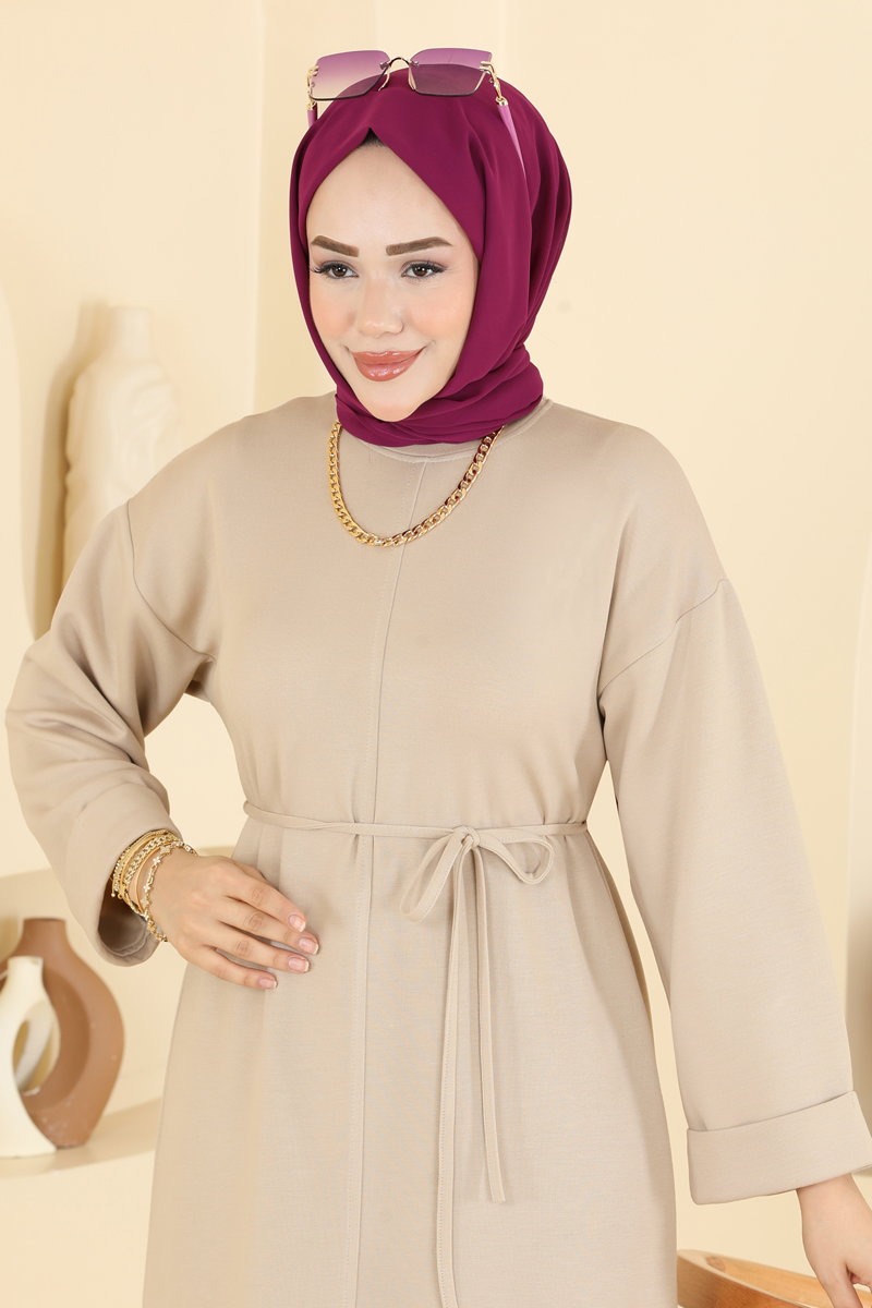 Belted Modal Dress - Stone