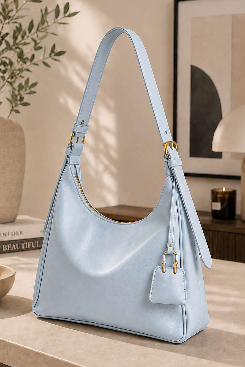 Belt-Buckle Strap Bag - Light Blue
