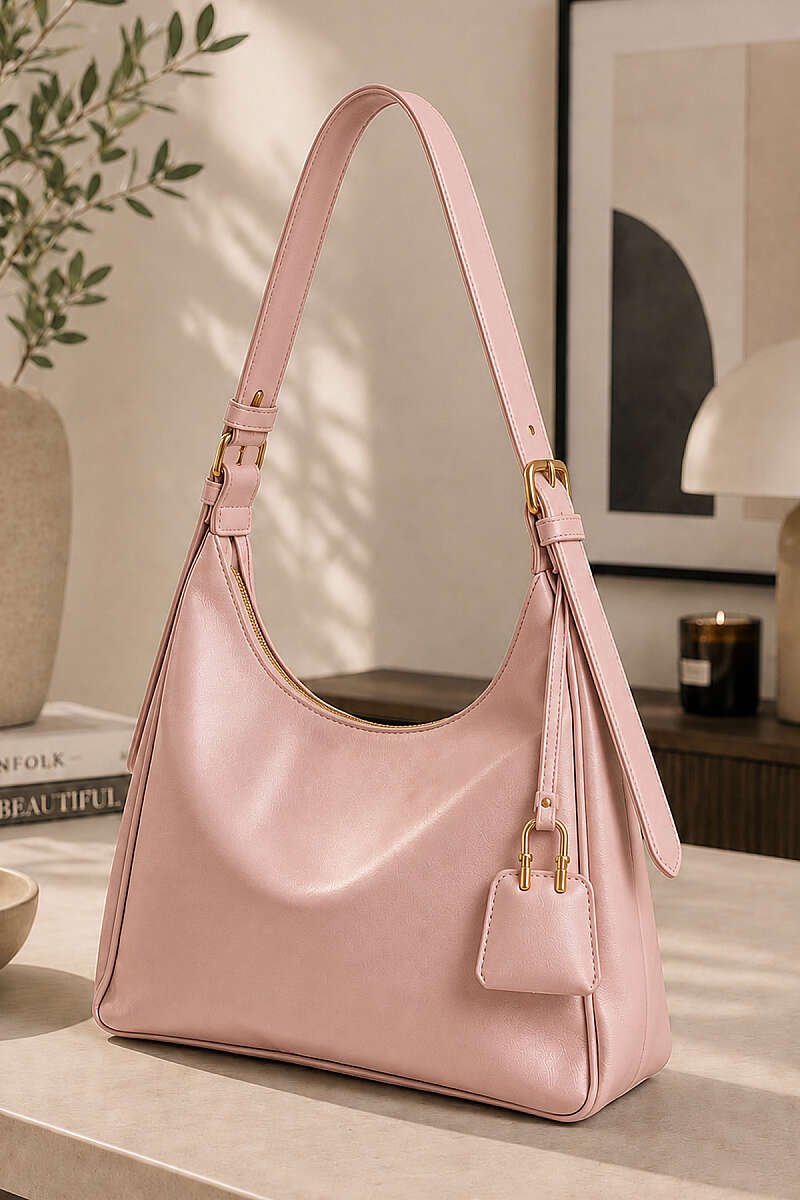 Belt-Buckle Strap Bag - Powder
