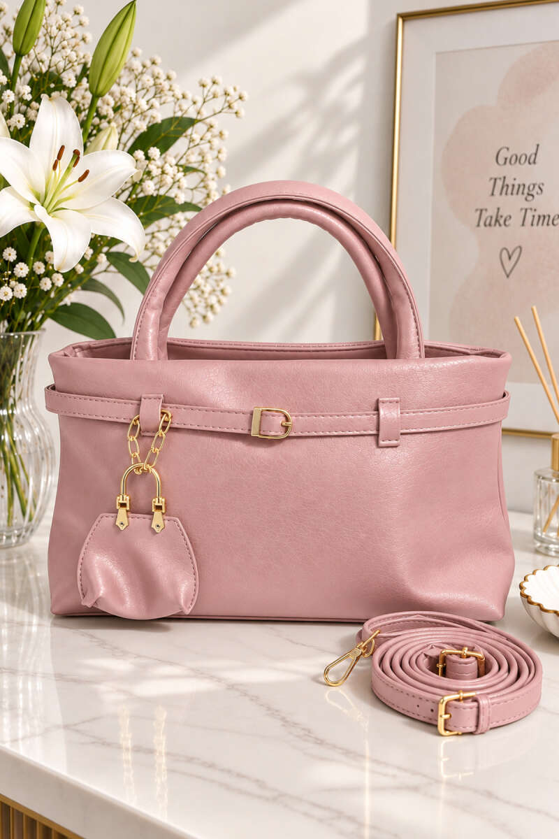 Handbag with Belt Buckle - Powder