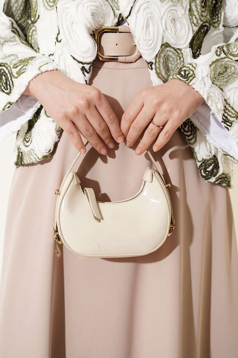 Basic Belted Skirt with Zip - Beige