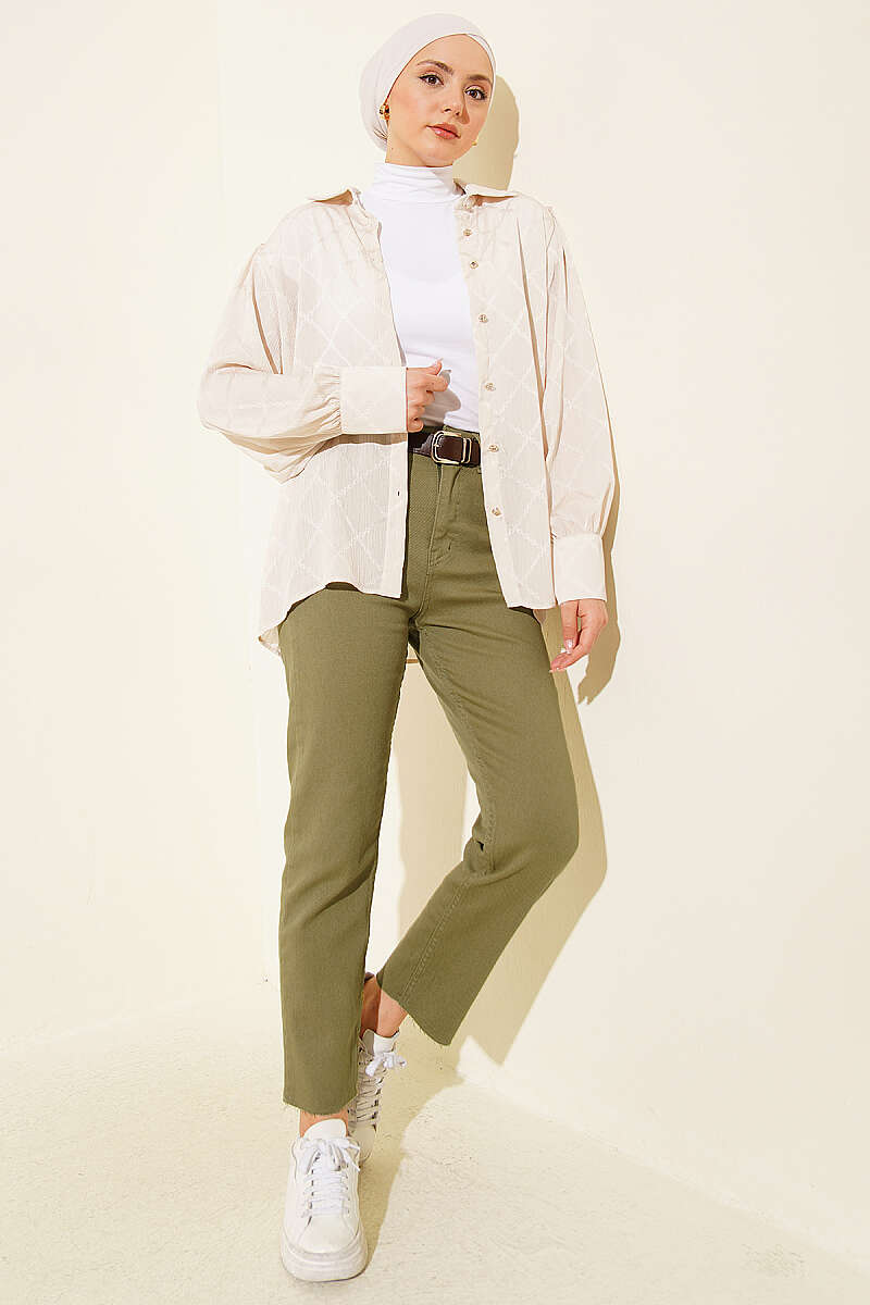 Belted Cropped Slim-Leg Jeans - Khaki