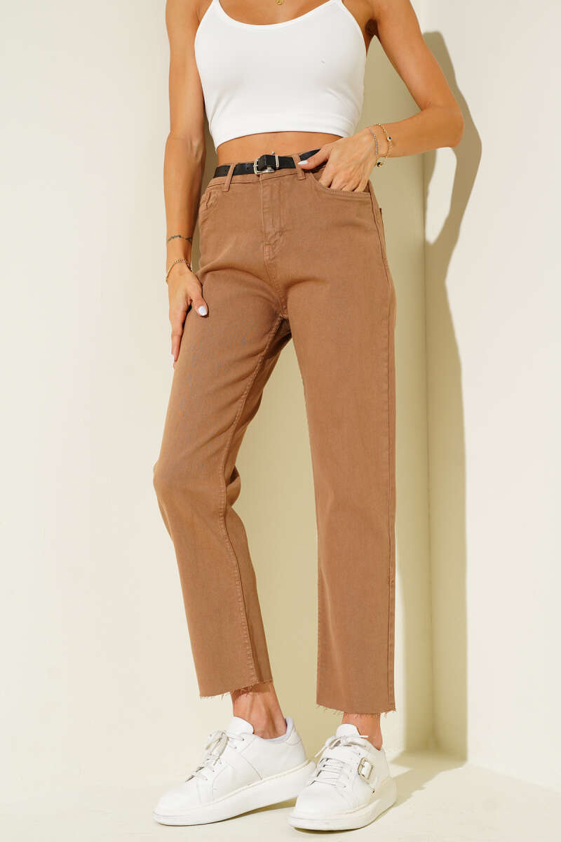 Belted Cropped Pants - Camel