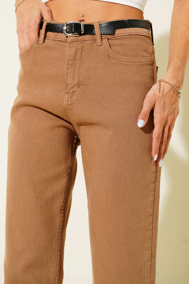Belted Cropped Pants - Camel