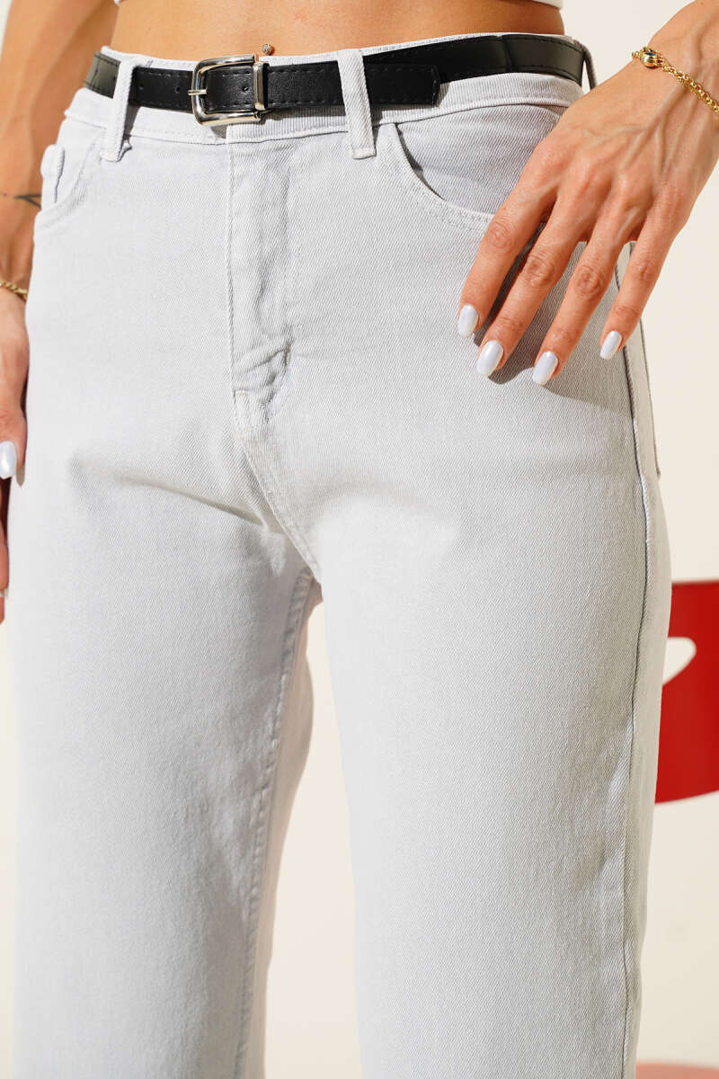 Belted Cropped Pants - Grey