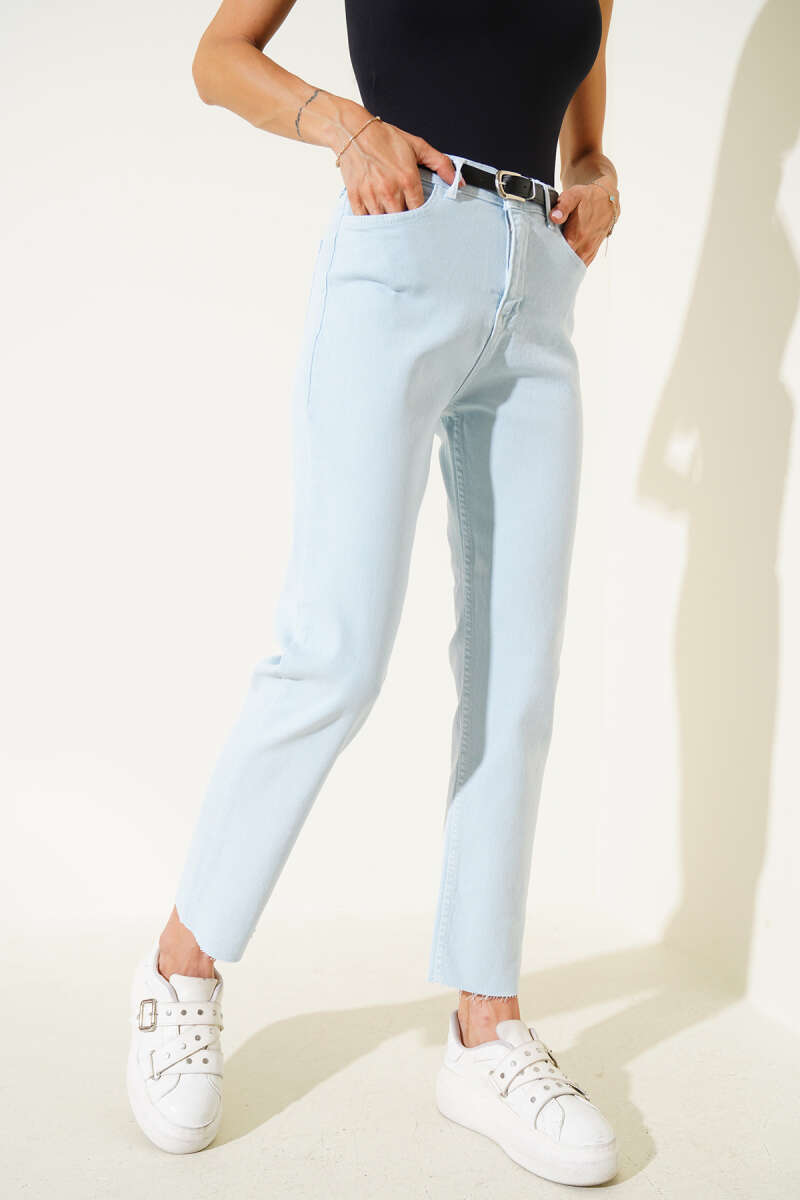 Belted Cropped Pants - Blue