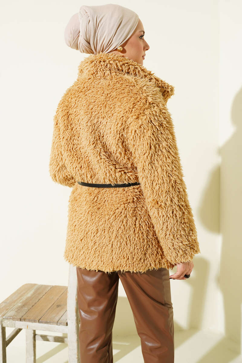 Belted Teddy Coat - Latte