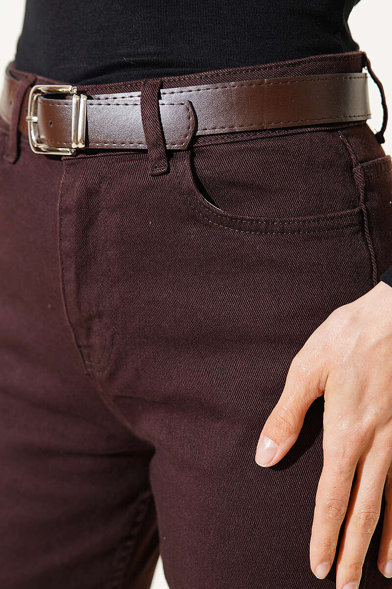 Belted Mom Jeans - Brown